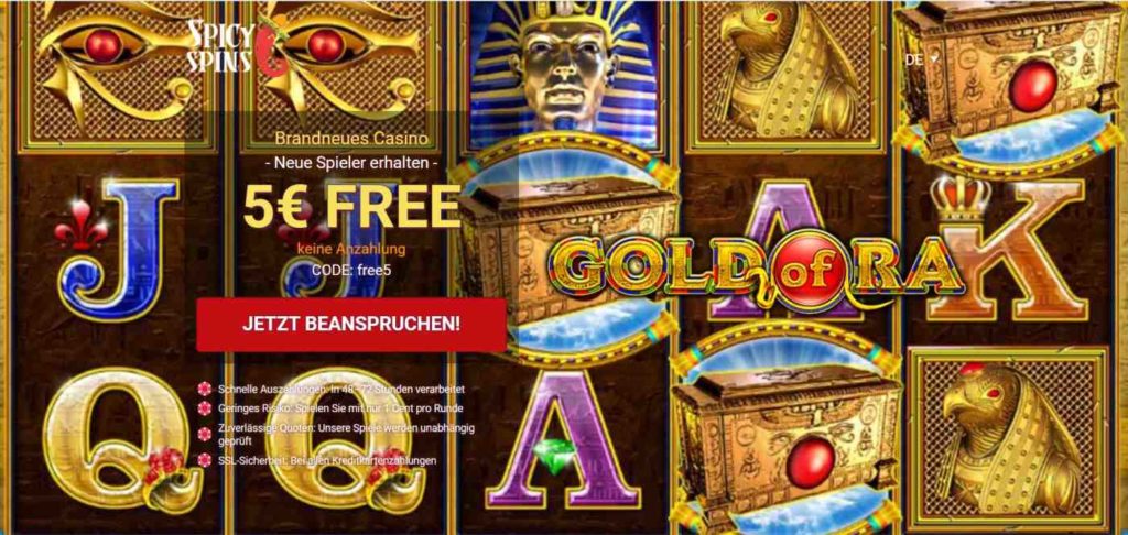 Spicy Spins Bonus 5EUR free