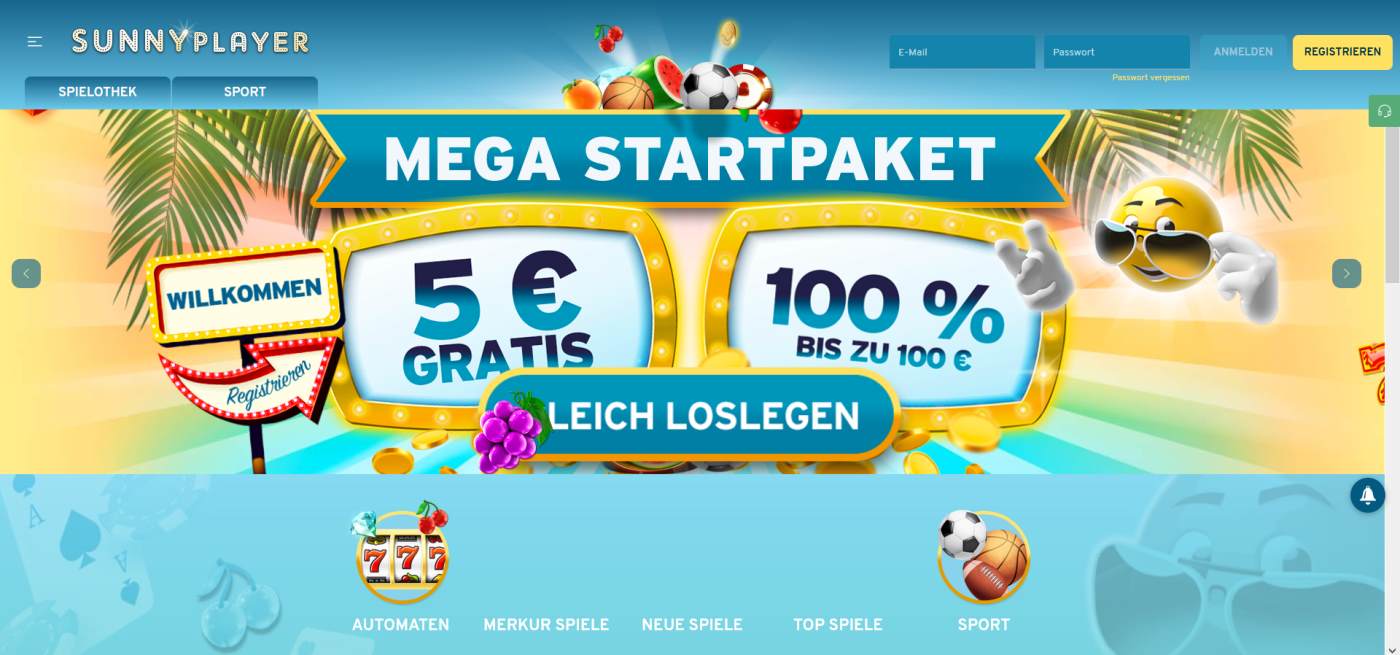5€ No Deposit Bonus bei Sunnyplayer